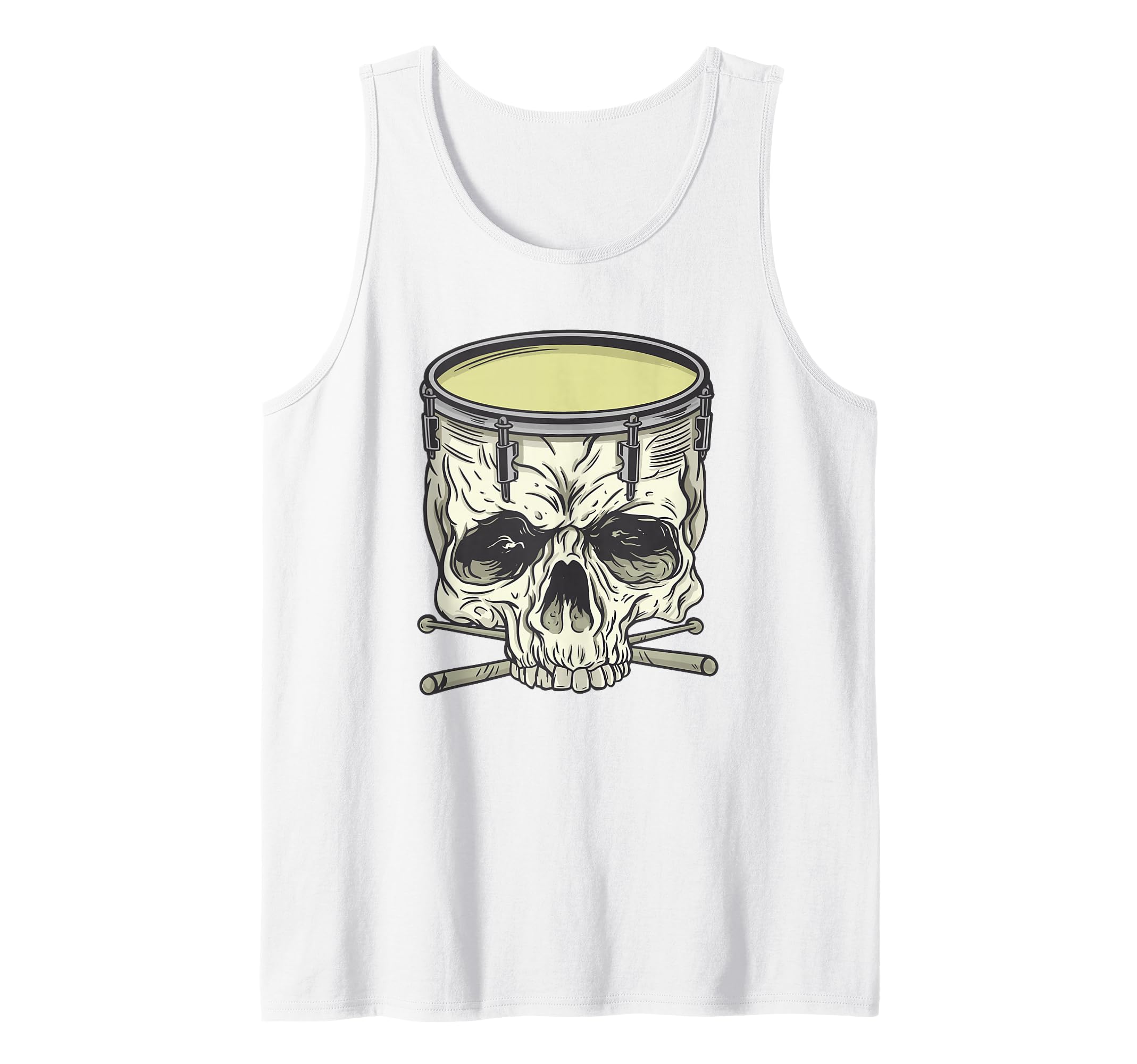 Skull Drummer Snare Drum Sticks Bones Band Musician Line Tank Top