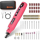 HARDELL Mini Cordless Rotary Tool, DIY for Engrave/Sand/Drill(Pink) | 5000-18000RPM,2000mAh, LED Light, Lownoise, Lightweight, Ergonomic Compact DIY Tool for 3D Printer Polishing, Craft Carving