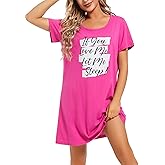 ENJOYNIGHT Nightgown for Women Cotton Short Sleeve Nightshirts Casual Print Sleepwear