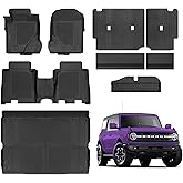 TSLDRV Floor Mats for Ford Bronco 4 Door 2025 2024-2021 Full Sets All Weather Floor Mat for Ford Bronco Accessories 2025 2024-2021 Rear Back Seat Cover Protector Trunk Frunk Cargo Liner Black