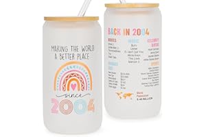 DECZHIYU 21st Birthday Gifts for Her - 2004 21st Birthday Decorations Gifts for Her 21 Year Old Gift Ideas Glass Cup for Women Daughter Sister Turning 21 Bday Present