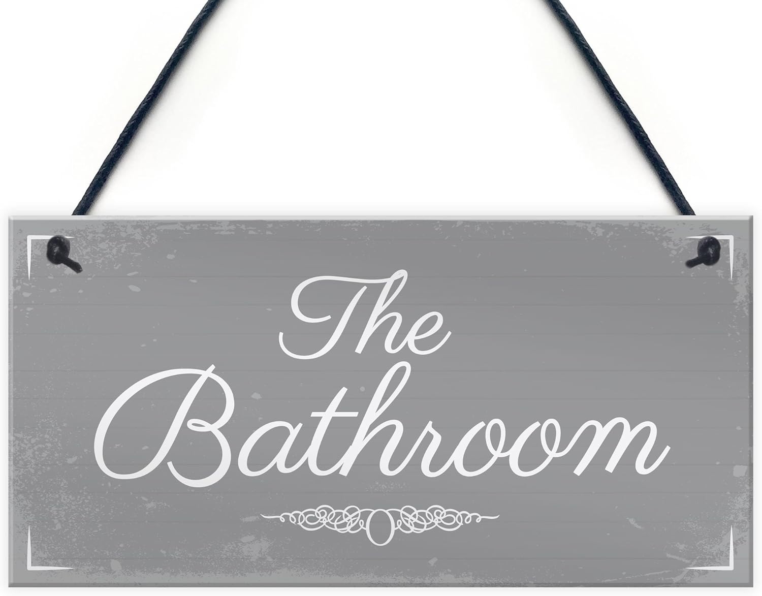 Red Ocean 'THE BATHROOM' Shabby Chic Hanging Door Sign Plaque Sign for Toilet or Bathroom The Loo Home Decor