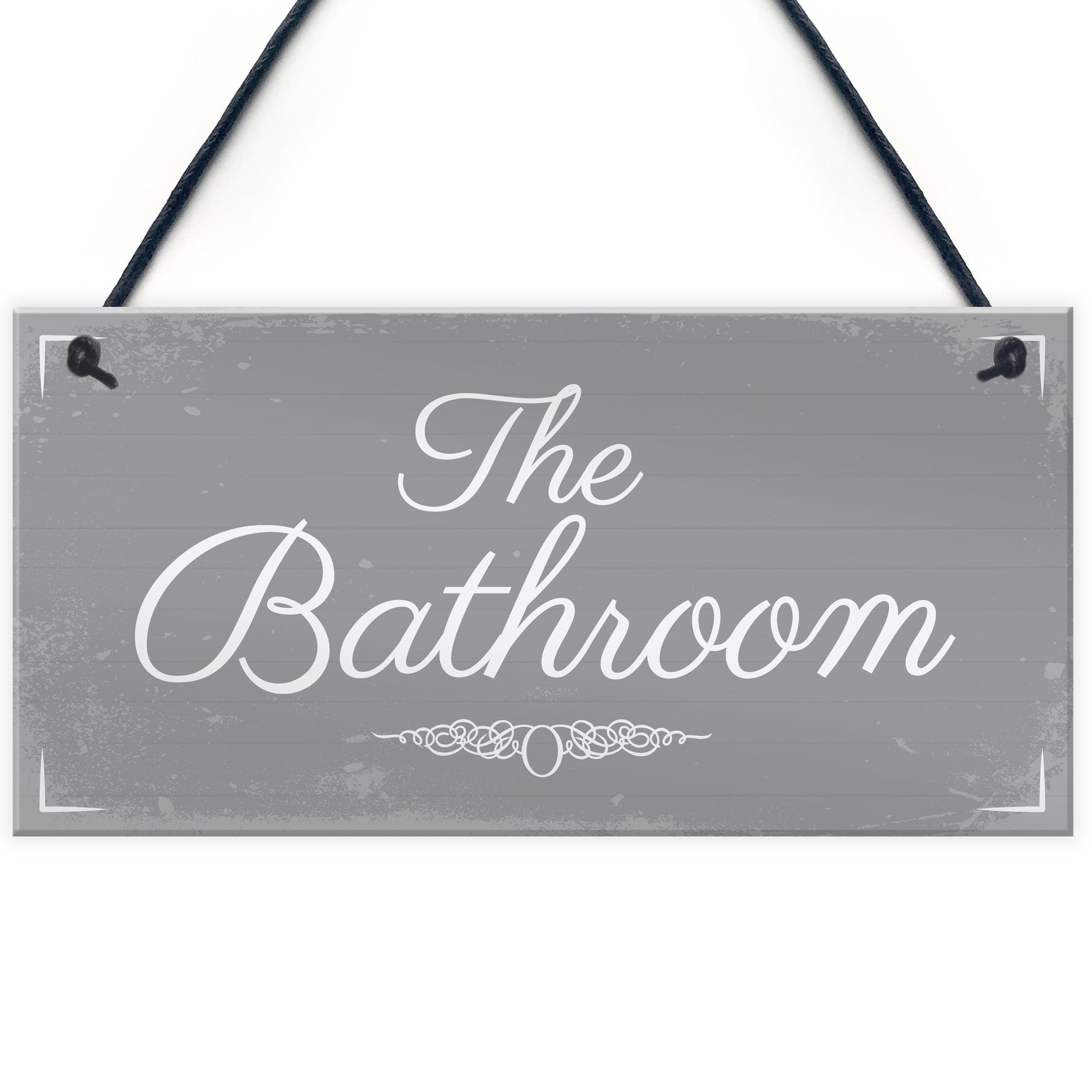 Red Ocean 'THE BATHROOM' Shabby Chic Hanging Door Sign Plaque Sign for Toilet or Bathroom The Loo Home Decor