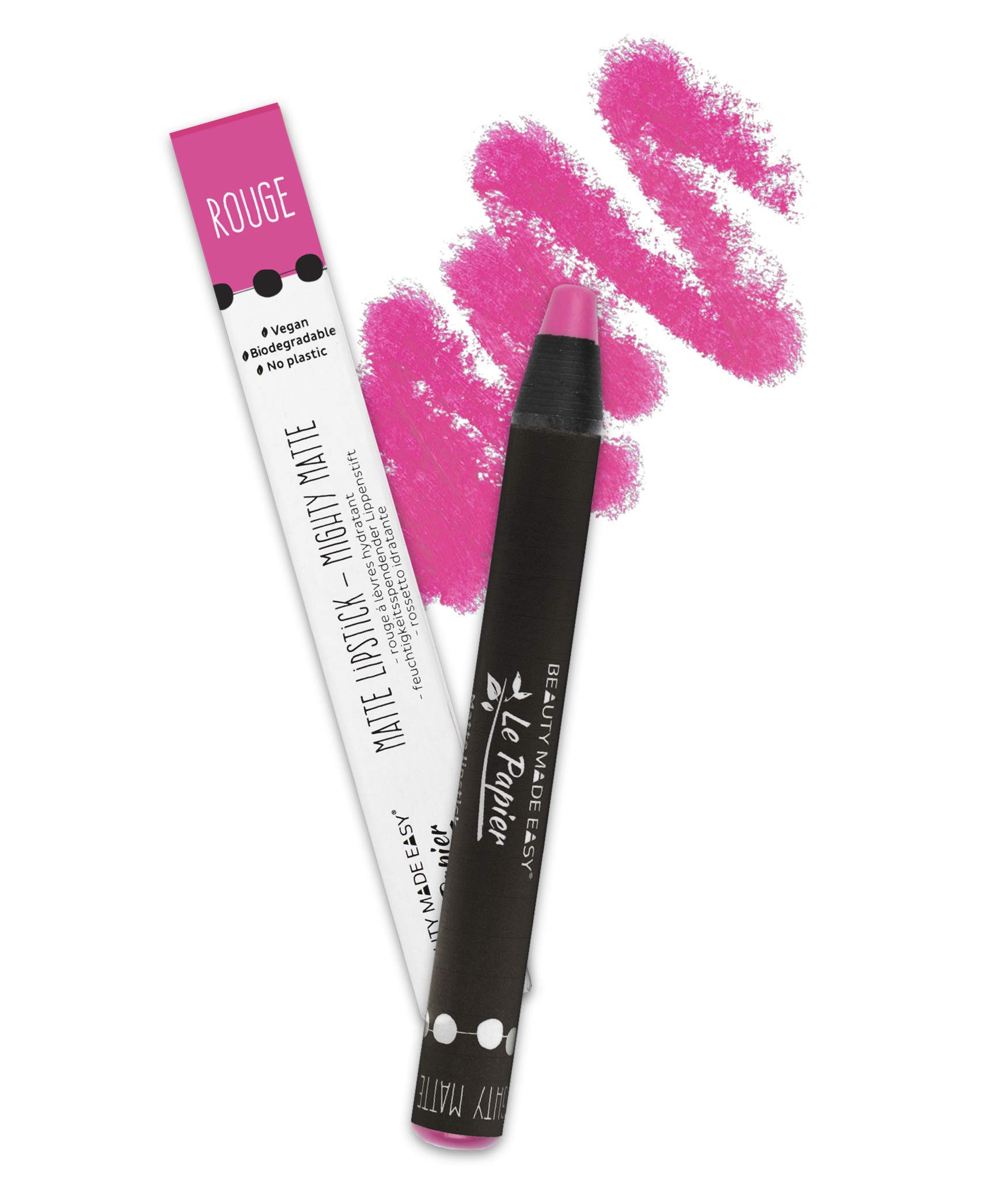 Beauty Made Easy Le Papier Pink Vegan Matte Lipstick Rouge Plastic Free and Biodegradable 6g