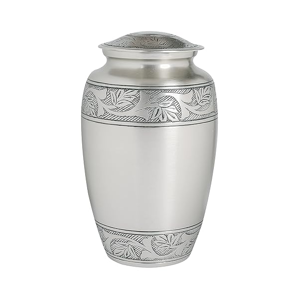 LIGHTNPRO PEWTER CREMATION URN FOR HUMAN ASHES ADULT, HAND CRAFTED CARDINAL BURIAL AND FUNERAL MEMORIAL KEEPSAKE WITH ELEGANT FINISH & SCREW TOP LID – 10 INCH – SILVER