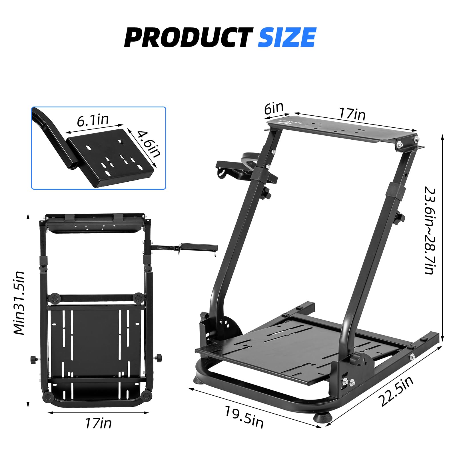 BLENNACY Soporte para volante de carreras Soporte para volante plegable Altura ajustable Compatible con Logitech G920 G29 G27 G25 Volante y pedales no incluidos