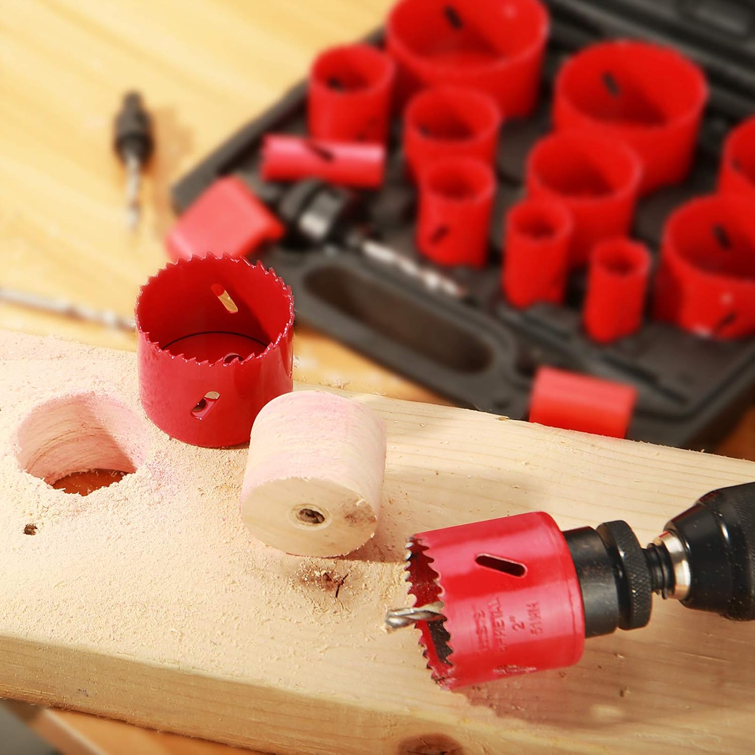 Bi-Metal Hole Saw Kit, HYCHIKA 17 Pcs High Speed Steel 3/4 inches- 2-1/2 inches Set in Case with Mandrels, Durable High Speed Steel, Perfect for Drilling PVC Board, Metal, and Plastic Plate: Home Improvement