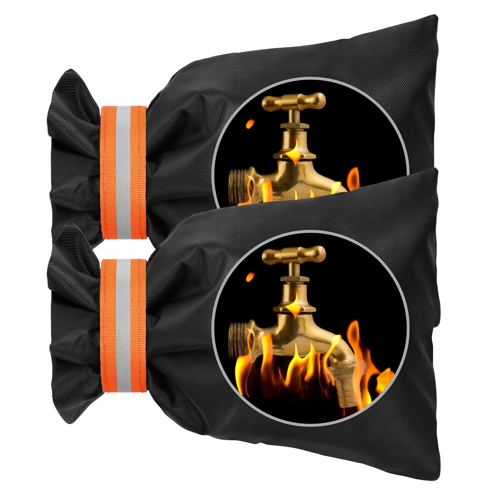 OFFCUP Outside Tap Covers for Winter, 2pcs Thickened Outdoor Tap Cover, Large Outdoor Tap Cover Large Insulated Protector Outdoor Faucet Covers for Winter from Freezing Bursting (Orange) — image 1