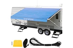 VEVOR RV Awning 15' Camper Awning Fabric, Trailer Awning Canopy Patio Camping Car Awning, Durable 15oz Vinyl Roller Tube for RV, Van, SUV, Patio Awning Replacement Ocean Blue Fade