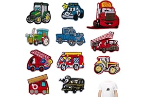 LIAJIA Cars Patches Embroidered Stickers Car Trucks Fire Truck Patches Iron on Sew on Applique for Backpacks Pants Clothes Je