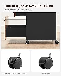 VASAGLE File Cabinet, Mobile Filing Cabinet with