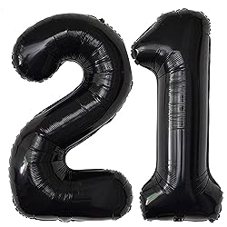 Jonhamwelbor 21 Number Balloons Black Big Giant