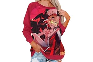 BTLYUIOAPE Hazbin Hotel Merch Sweatshirt for Women Crew Neck Long Sleeve Raglan Sleeve Pullover Tops Hazbin Hotel Shirts