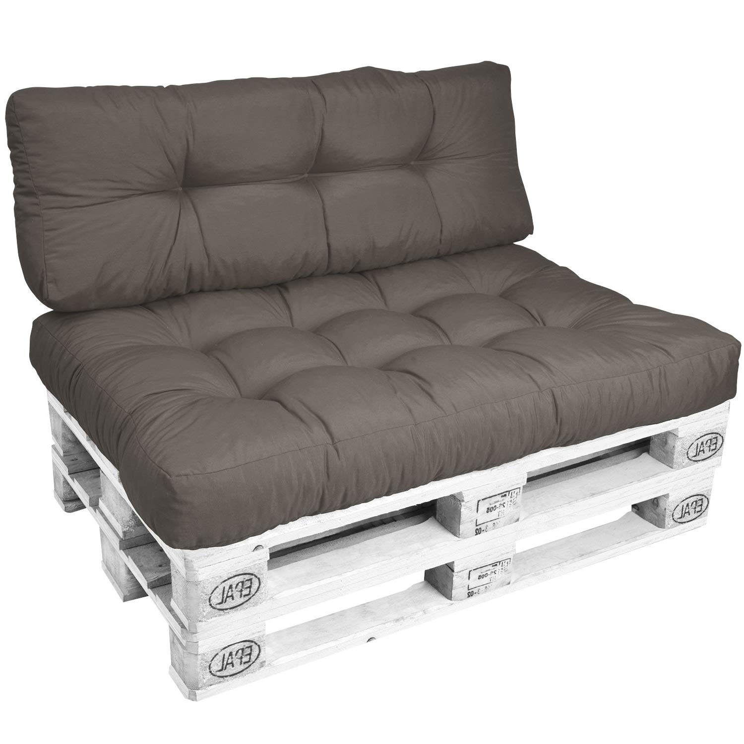 Beautissu EuroPallet Cushion ECO Style Pallet Furniture Cushion 120 x 40 x 15 cm Grey Back Pad