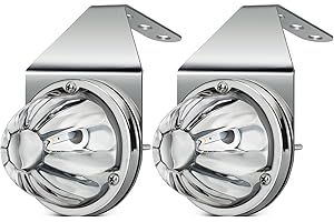 Partsam 2Pcs Glass Watermelon Lights with Stainless Steel Bracket, [Patented] Dual Color Amber/Blue LED Watermelon Mirror Turn Signal Marker Lights Replacement for Kenworth Peterbilt Freightliner