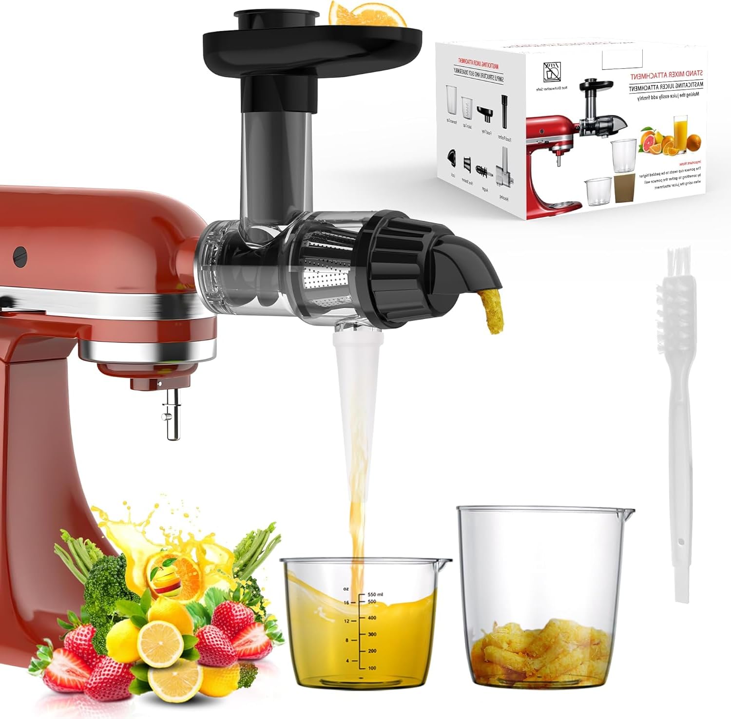 Photo 1 of Masticating Juicer with Two Cups for Kitchenaid Mixer Attachments for All KitchenAid Stand Mixers, Slow Juicer Attachments, Easy to Clean With Brush, Juicer Machines Vegetable and Fruit