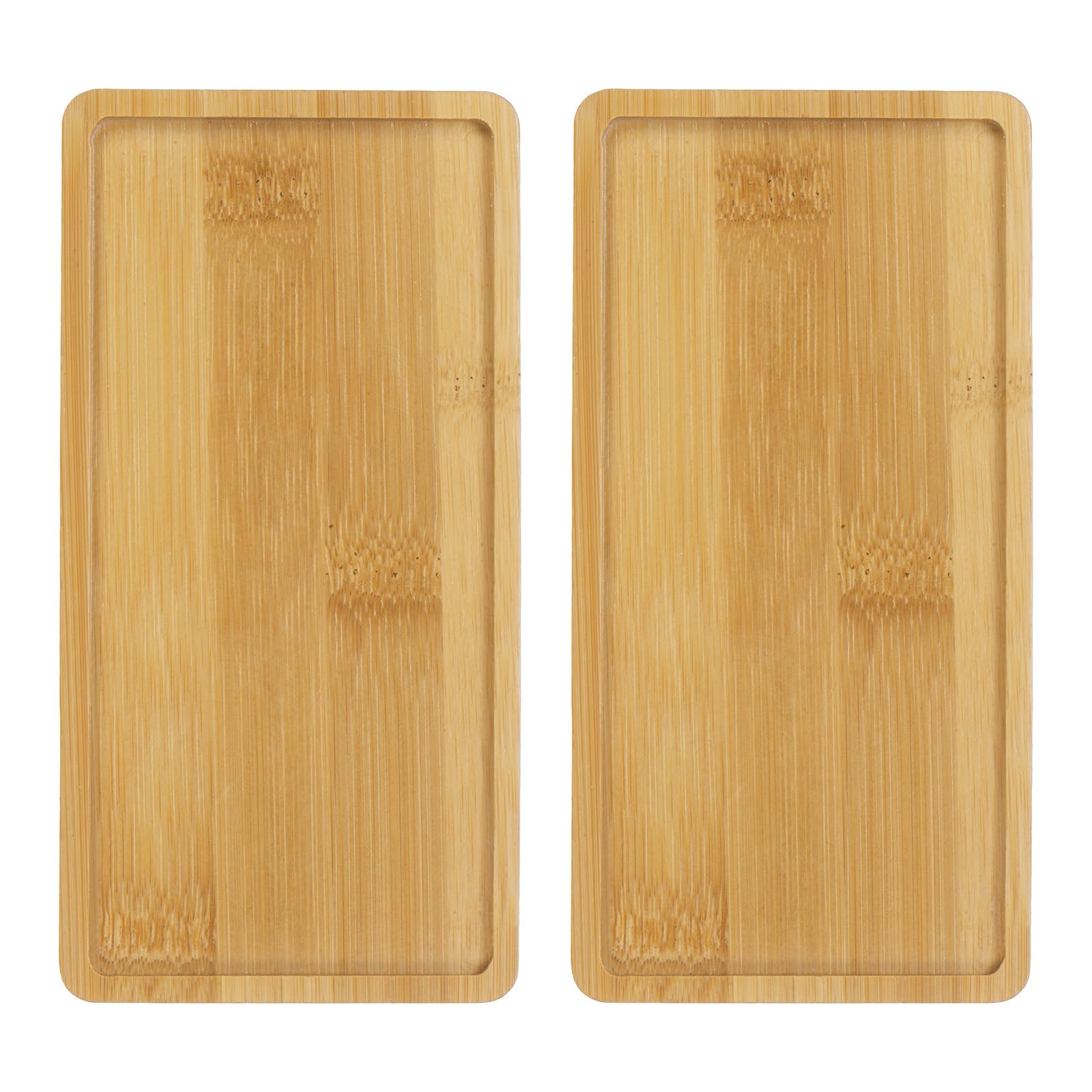 M METERXITY 2-Pack Bamboo Plant Saucer, 6.9x3.5 Inch Plant Saucer Rectangular Bamboo Tray Plant Plates for Flower Pots/Succulent Pots, Planter Pot Tray [Natural Color]
