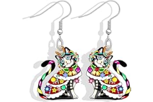 YANCHUN Christmas Earrings Set Snowman Dangle Drop Earrings Christmas Tree Jingle Bell Reindeer Snowflake Earrings Xmas Earrings Christmas Jewelry Christmas Gifts