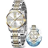 OLEVS Luxury Ladies Watches,Women's Watch with Day and Date,Female Watch for Small Wrist,Gold Stainless Steel Watches for Women,Easy Read Ladies Wrist Watches Waterproof（Adjustable Strap