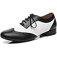 Minishion Dancing Shoes for Men 1" Standard Heel Leather Ballroom Dance Shoes