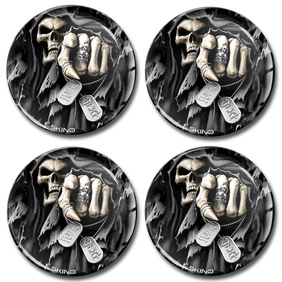 SkinoEu® 4 x 68mm DOMED 3D WHEEL RIMS CENTER STICKERS FOR CENTRE HUB TRIM CAPS SKULL AUTO MOTO CAR LOGO BADGE A 1368