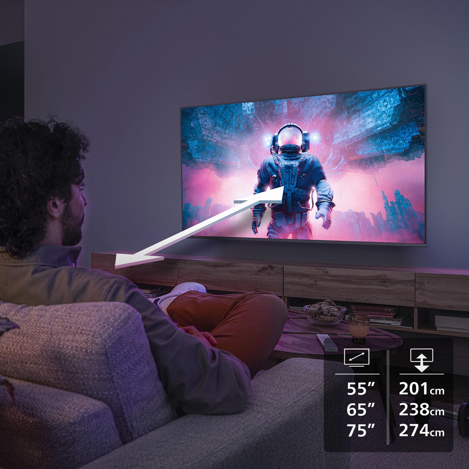 Philips 75MLED810 Mini LED 4K Smart TV - 75 Zoll Display Mit P5 Perfect Picture Engine Ultra HD, Titan OS, Dolby Vision Und Dolby Atmos Sound 3