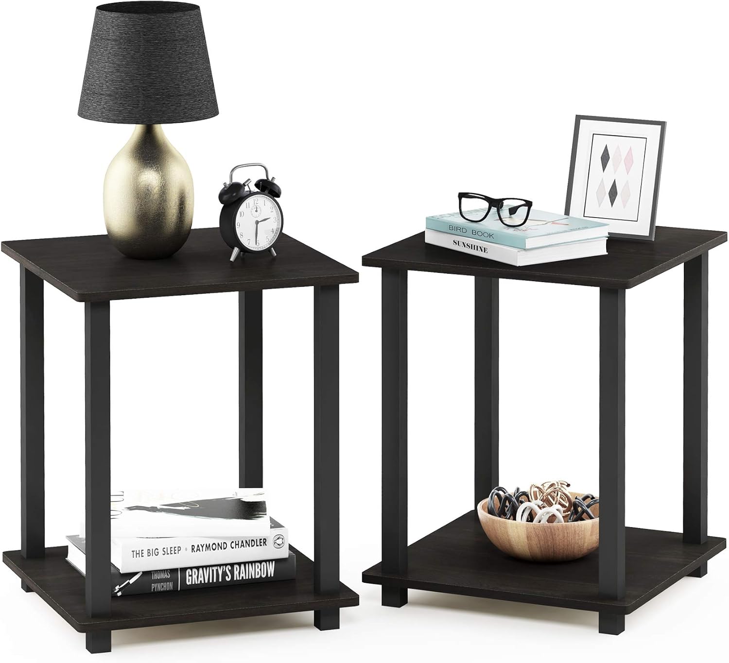 Furinno Simplistic End Table, Espresso/Black: Kitchen & Dining