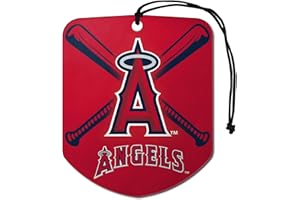 FANMATS 61540 MLB Los Angeles Angels Hanging Car Air Freshener, 2 Pack, Black Ice Scent, Odor Eliminator, Shield Design with Team Logo