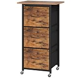 MAHANCRIS 3 Drawer File Cabinet, Vertical Filing Cabinet with Wheels, Printer Stand with Non-Woven Fabric Drawer, Adjustable Hanging Rods, fits A4/Letter Size, for Home Office, Rustic Brown FCHR5901