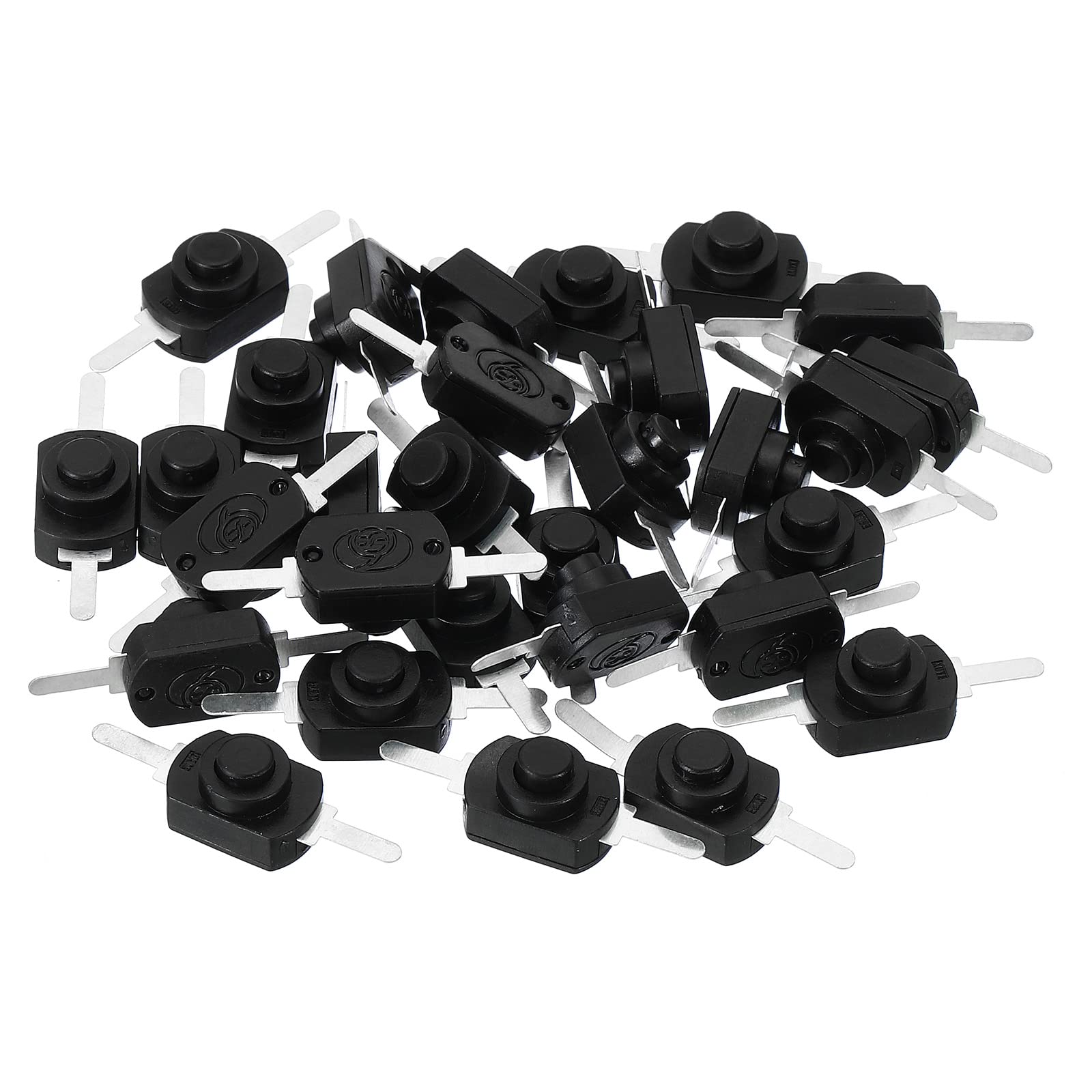 PATIKIL Latching Push Button Switch, 30 Pcs Straight Pin On/Off Self-lock DC 30V 1A Micro Control Switch for Flashlight Light Lamp Wall Outlet DIY, Black