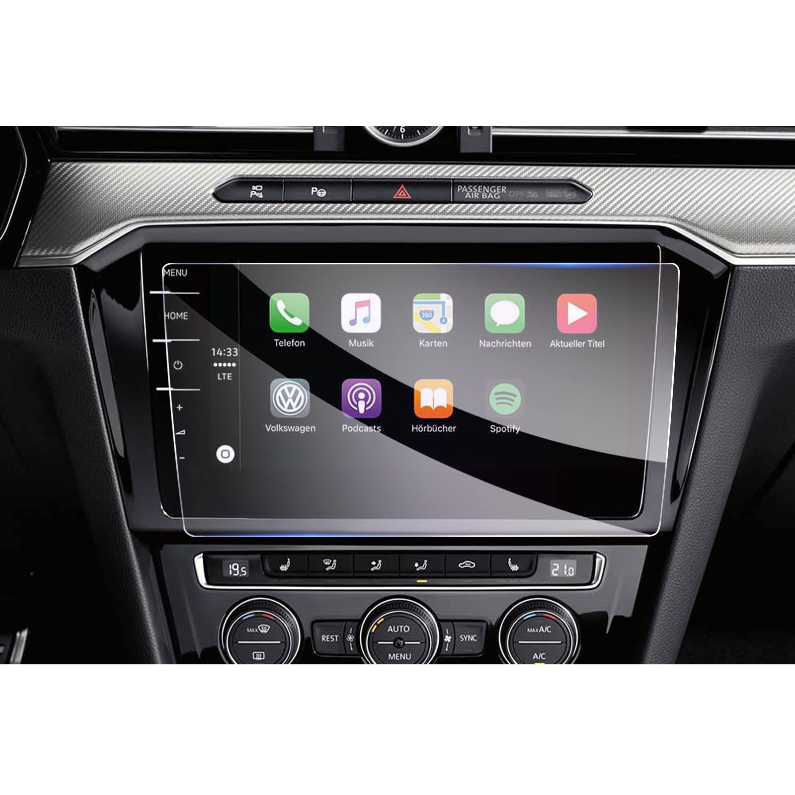 GAFAT Compatible with VW Passat B8 GTE Variant Alltrack 2018-2022 2023 9.2 Inch Navigation Screen Protector, Tempered Glass Screen Protector for 9.2 Inch Discover Pro, Shockproof, 9H Anti-Scratch