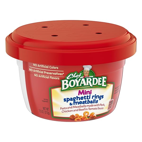 CHEF BOYARDEE MINI-BITES SPAGHETTI RINGS & MEATBALLS, 7.5 OZ