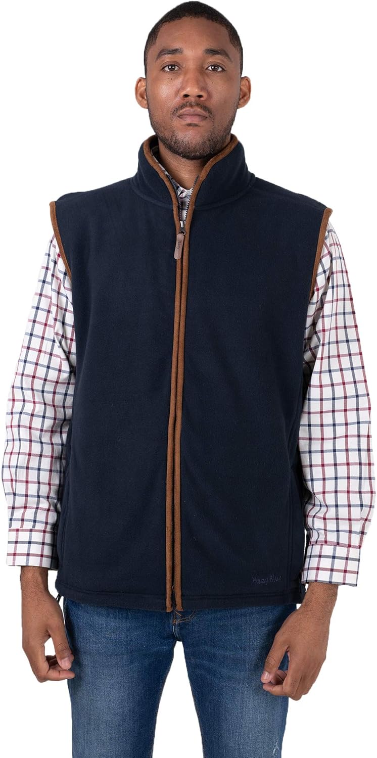 Hazy Blue Mens Fleece Bodywarmer Bentley Zip Up Waistcoat