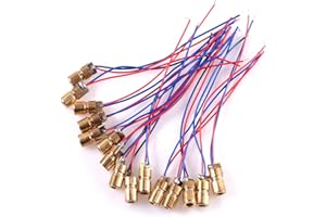 AOICRIE 15pcs 5V 650NM 5Mw Red Dot Laser Head Red Laser Diode Laser Tube 6mm with Leads Head (15 PCS)