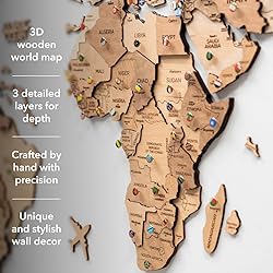ENJOY THE WOOD 3D Wood World Map Wall Art Large