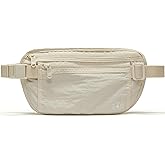 Pander RFID Blocking Travel Money Belt – Hidden Waist Pouch for Passport, Cash, Cards, Slim Belt Bag for Men and Women, White Opal