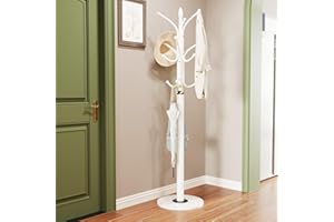 Barlezy 13.8 inch Coat Rack Freestanding w/Marble Base, 71 inch Heavy Duty Standing Coat Rack w/ 12 Hooks, Metal Coat Tree wi