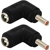 zdyCGTime DC 3.5x1.35mm Male 90 Degree Angle to DC5.5x2.1mm Female Adapter 5 Volt DC Barrel Power Jack Charging Cable Connect