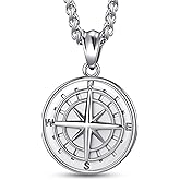vicima Compass Pendant Necklace for Men Navigator Necklace with 24 Inch Stainless Steel Chain