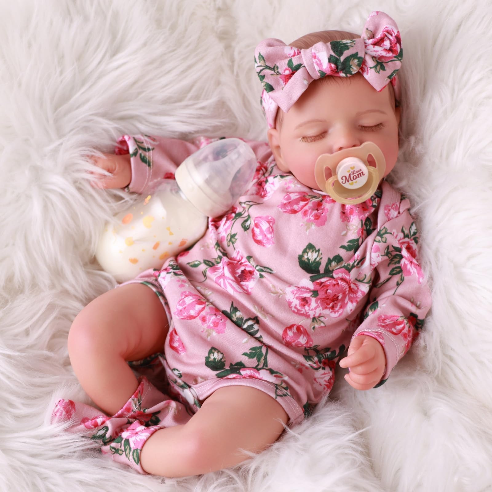BABESIDE Lifelike Reborn Baby Dolls - Sleeping Realistic Newborn Soft Body Real Life Girl Dolls with Accessories Gifts for Kids Age 3 + & Collection, 20 inches