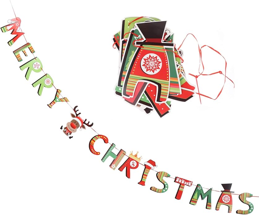 TOYANDONA 5 Unids Feliz Navidad Banner Garland 3D Alfabeto Inglés Carta
