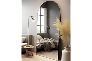 AyeWish Floor Mirror, Oversized Full Length Mirror, Arched Mirror, Large Standing Mirror, Tall Mirror, Wall Mounted, FreeStanding, Giant Mirror, 71"×28", Aluminum Frame - Black