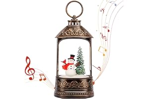 EDDORUNNING Christmas Snow Globe Lantern, Glitter Lighted Snowman Cardinal Snow Globe with Music,Musical Christmas Decorations USB and Battery Operated, Christmas Decor