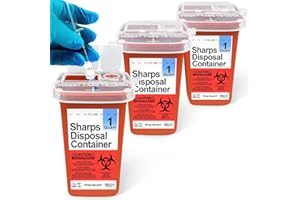 SHOP SQUARE Sharps Containers for Home Use - 1 Quart (3-Pack) Biohazard Syringe and Needle Disposal Containers - Small Sharps Box for Travel and Professional Use