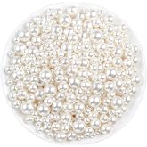 Pearl Beads, Anezus 800pcs Ivory Pearl Craft Beads Loose Pearls for Jewelry Making, Crafts, Decoration and Vase Filler (Assorted Sizes)