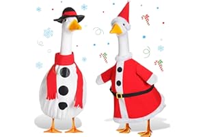 Silicherry 2 Set Christmas Goose Outfit Lawn Porch Goose Clothes Christmas Costume for Geese Xmas Patio Yard Outdoor Decor(23 Inch,Snowman, Santa)