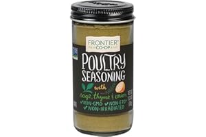 Frontier Co-op Salt-free Poultry Seasoning, 1.34 Ounce Bottle, Blend of Sage, Thyme & Onion, Perfect for Poultry & Stuffing