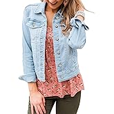 LookbookStore Women's Basic Long Sleeves Button Down Fitted Denim Jean Jackets