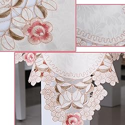 WELLYUK 33 Inch X 33 Inch Vintage Embroidered Pink