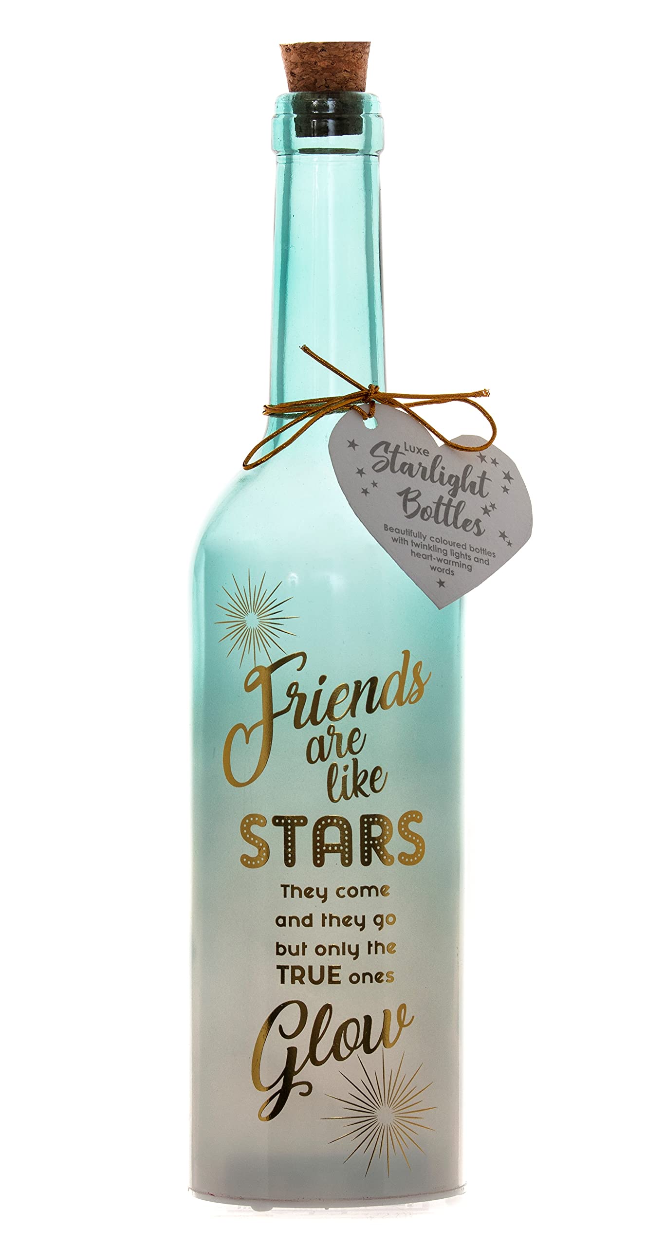 Boxer Gifts Friends are Like Stars Light-Up LED Starlight Bottle | Meaningful Gift for Bestfriend, Blue,7.37 x 7.37 x 29.72 cm; 540 Grams